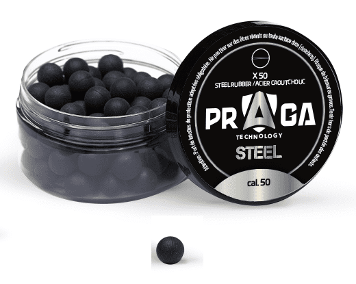 Boites de 50 Billes caoutchouc Noyau en acier Noire  Cal. 50