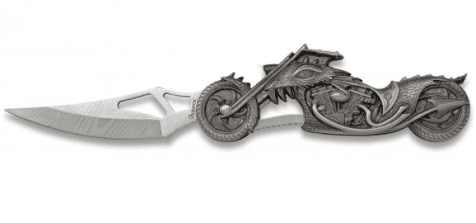 Couteau Pliant Moto iguane  lame de 8.8 cm avec lampe