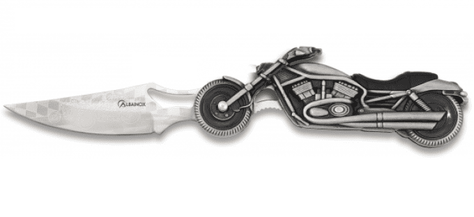 Couteau Pliant Moto custom lame de 9 cm avec lampe