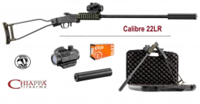 Pack Carabine Chiappa Little Badger pliante Verte Cal 22 LR mono-coup