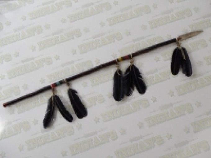 Lance Amérindien recouvert de Rawhide de 126 cm