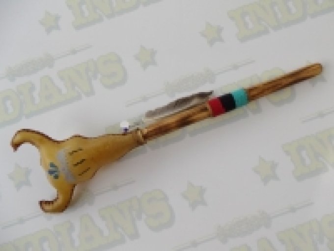 Hochet Navajo Mod. Tête de Vache en Rawhide