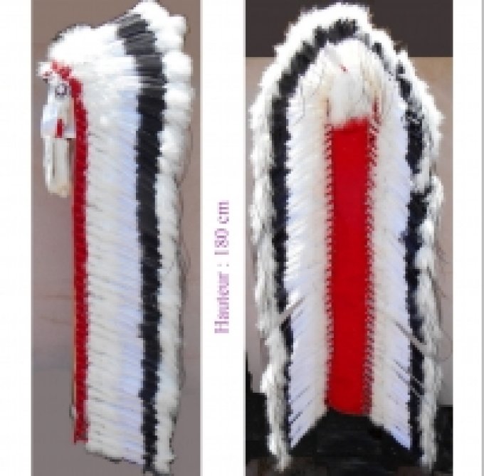 Coiffe indienne Navajo de 68 pouces Made in USA ( Mod. BLACK CLOUD )