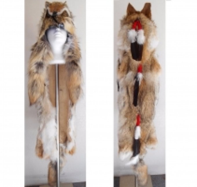 Coiffe indienne Medecine Man Shaman Made in USA( Mod. Long Full COYOTE )