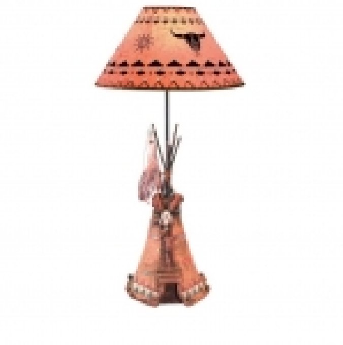 LAMPE Tipi avec Crane de Bison