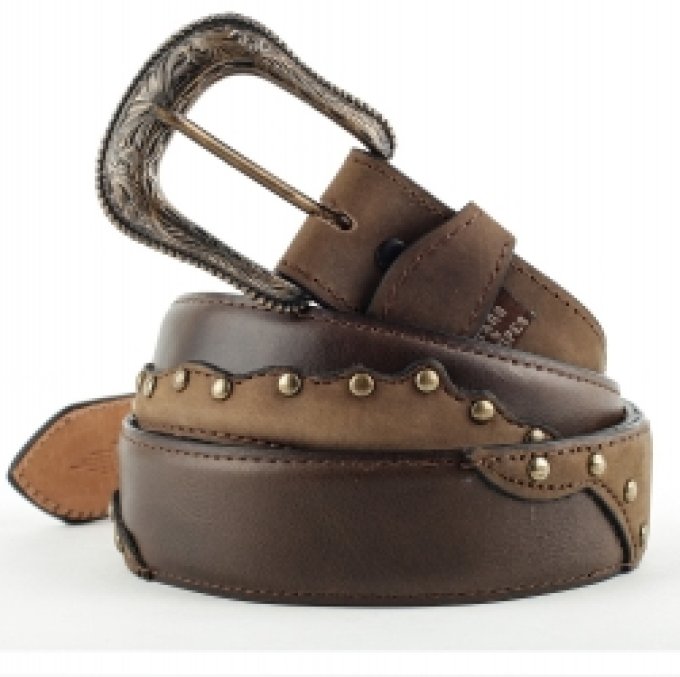 Ceinture en cuir Bicolore - Taille : 34