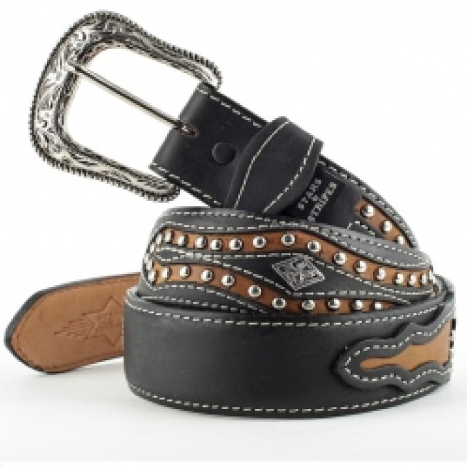 Ceinture en cuir Noire - Taille : 44