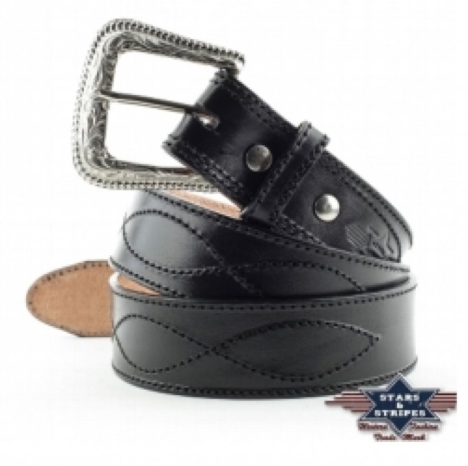 Ceinture en cuir Noire - Taille : 34