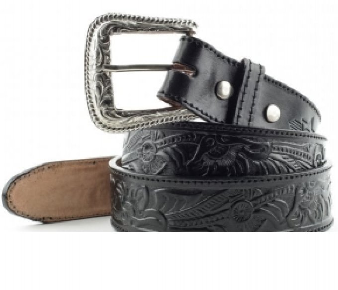 Ceinture en cuir Noire - Taille : 34