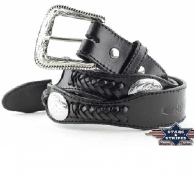 Ceinture en cuir Noire - Taille : 34