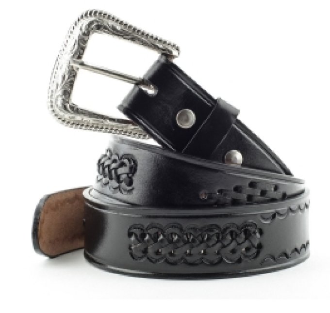 Ceinture en cuir Noire - Taille : 48