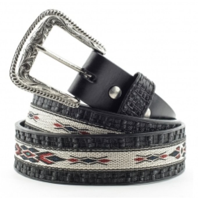 Ceinture en cuir Noire - Taille : 40