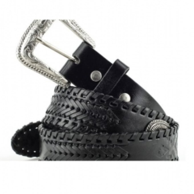 Ceinture en cuir Noire - Taille : 34