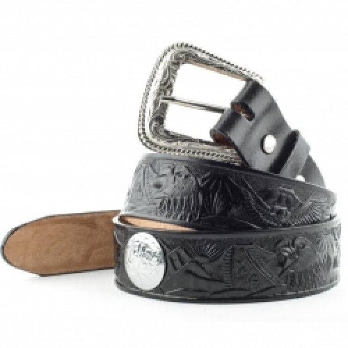 Ceinture en cuir Noire - Taille : 38