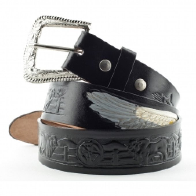 Ceinture en cuir Noire - Taille : 44