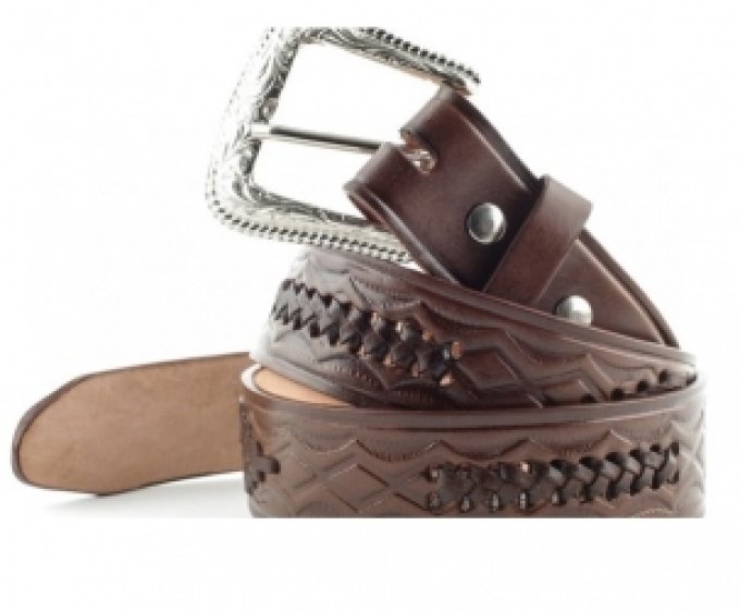 Ceinture en cuir Marron - Taille : 46