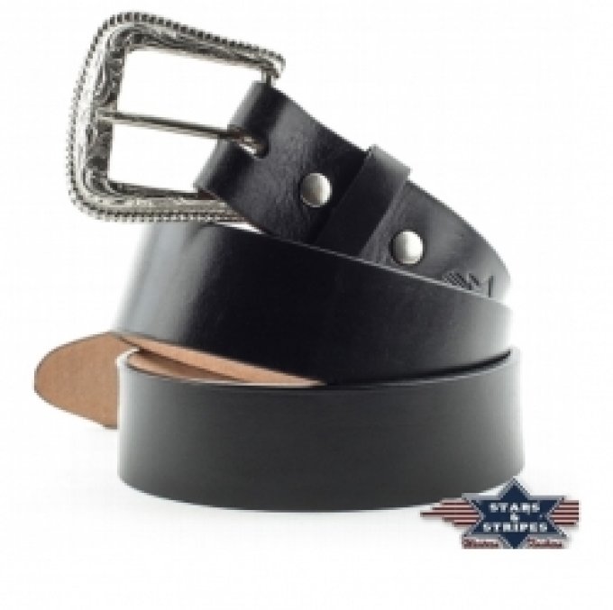 Ceinture en cuir Noire - Taille : 48