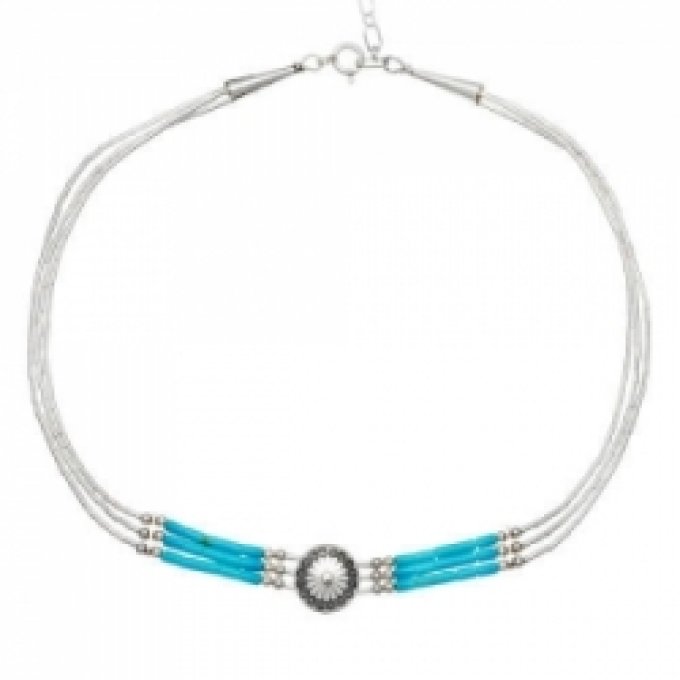 Collier 3 Fils et Choker Turquoise