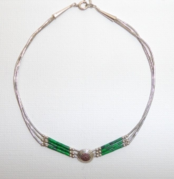 Collier 3 Fils + Choker Malachite