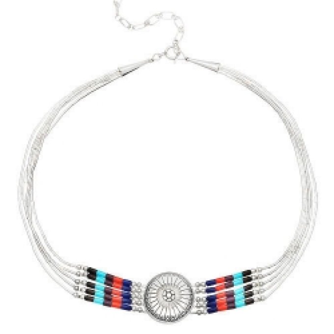 Collier 5 Fils Choker Pierres Multiples