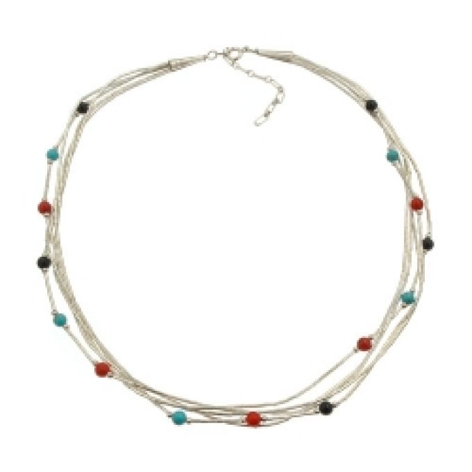 Collier 5 Fils Perles Multi couleurs