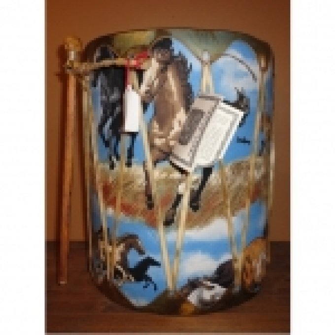 Drum amérindien en Rawhide ( Décor chevaux)