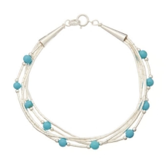 Bracelet 5 Fils Perles de Turquoise