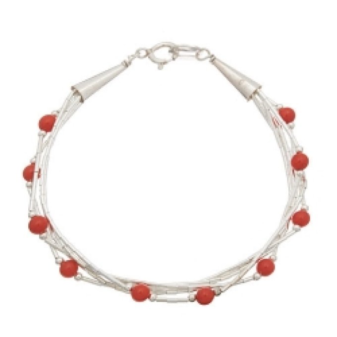 Bracelet 5 Fils Perles de Corail
