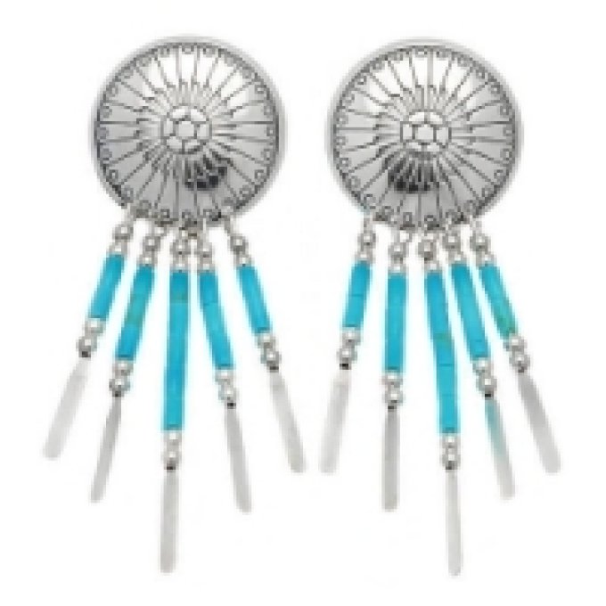 Boucle d’Oreilles 5 Fils Conchas Turquoise