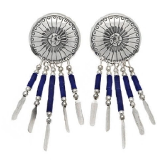Boucle d’Oreilles 5 Fils Conchas Lapis Lazulis