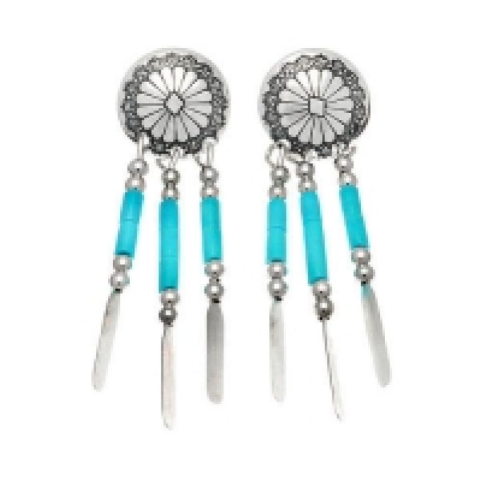 Boucle d’Oreilles 3 Fils Conchas Turquoise