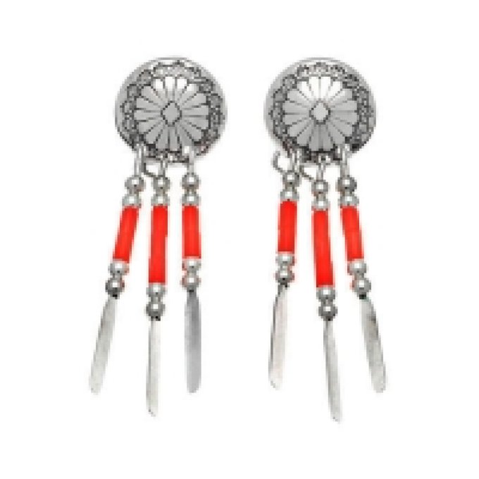 Boucle d’Oreilles 3 Fils Conchas Corail