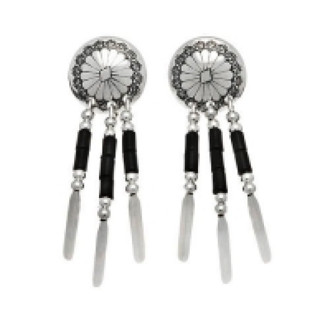 Boucle d’Oreilles 3 Fils Conchas Onyx