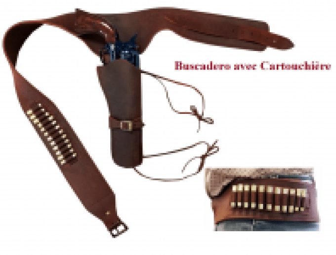 Ceinturon holster avec cartouchière (BUSCADERO) Marron