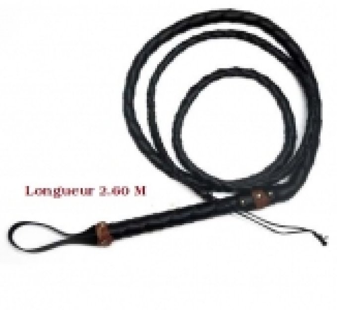 Fouet cuir tressé de 2.60 m