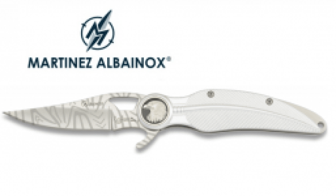 Couteau Pliant plume argent  tête d’aigle Lame de 8.5 cm