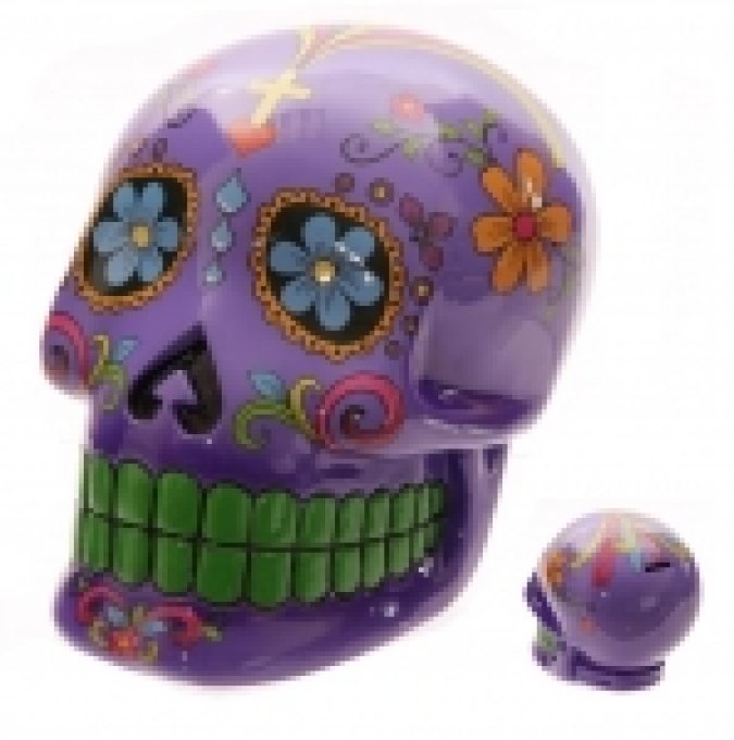 Crane Tirelire jour des mort Mexicain  violet de 20 cm
