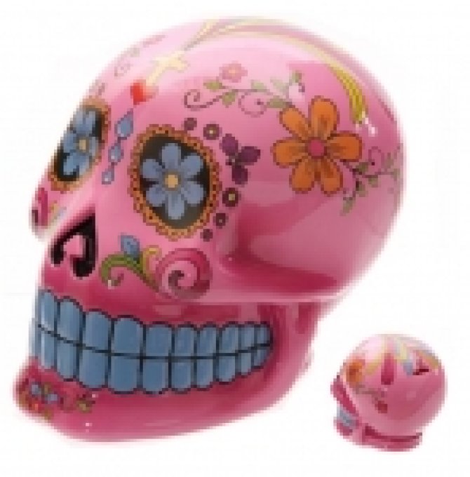Crane Tirelire jour des mort Mexicain  rose de 20 cm
