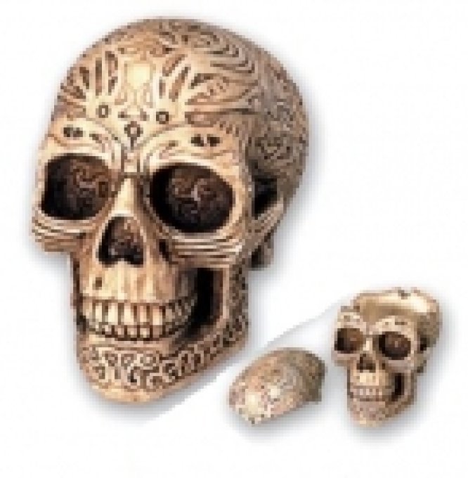 Cendrier Crane tribal de 10 cm avec couvercle