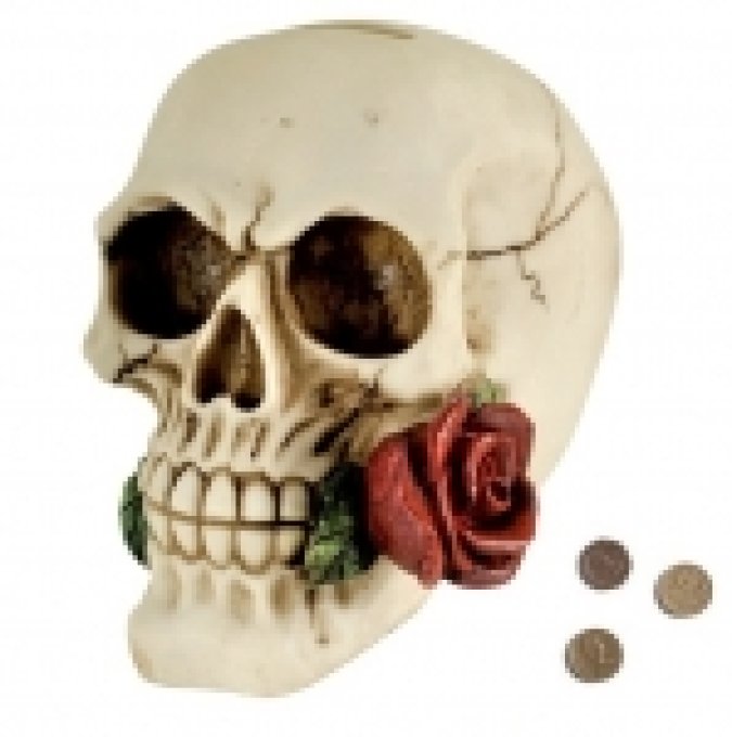 Tirelire Crane avec Rose de 12 cm