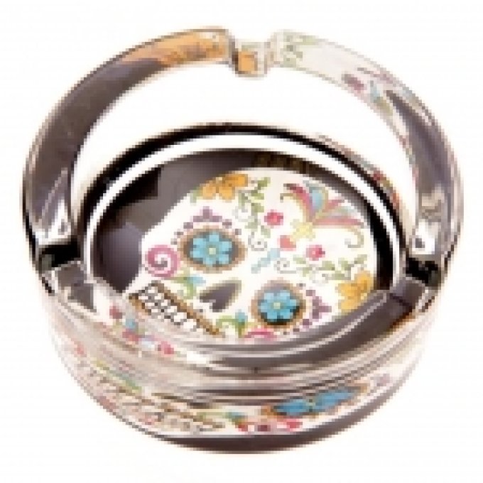 Cendrier jour des morts Mexicain décoré tête de mort multi couleur