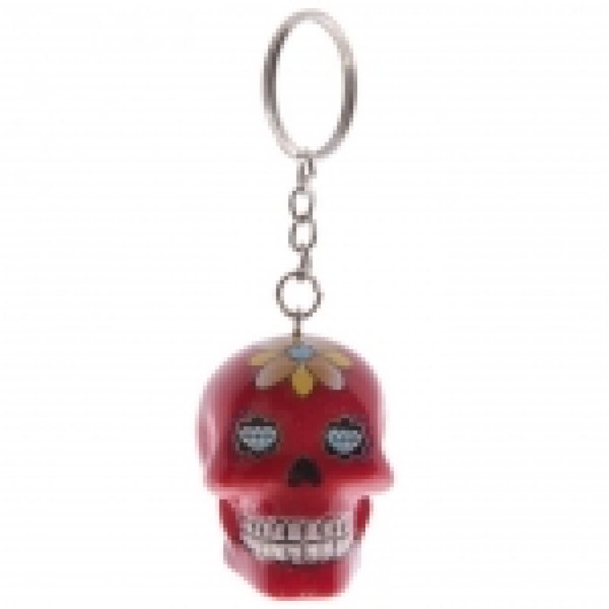 Porte clés crâne Rouge jour des morts mexicain