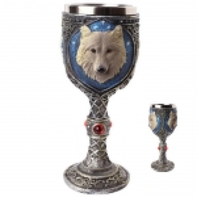 Calice ( ciboire, verre ) Loup gris de 19 cm