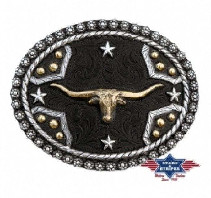 Boucle de Ceinture longhorn sur fond noir
