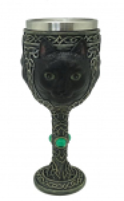 Calice ( ciboire, verre ) Chat noire de 19.5 cm