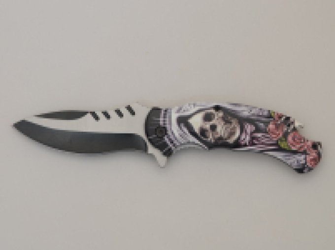 Couteau pliant Skull bouquet de rose  lame de 9 cm