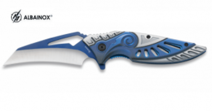 Couteau pliant fantaisie 3D Argente et Bleu