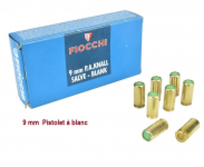 50 Cartouches de Défense Fiocchi Cal. 9 mm PAK à Blanc PISTOLET