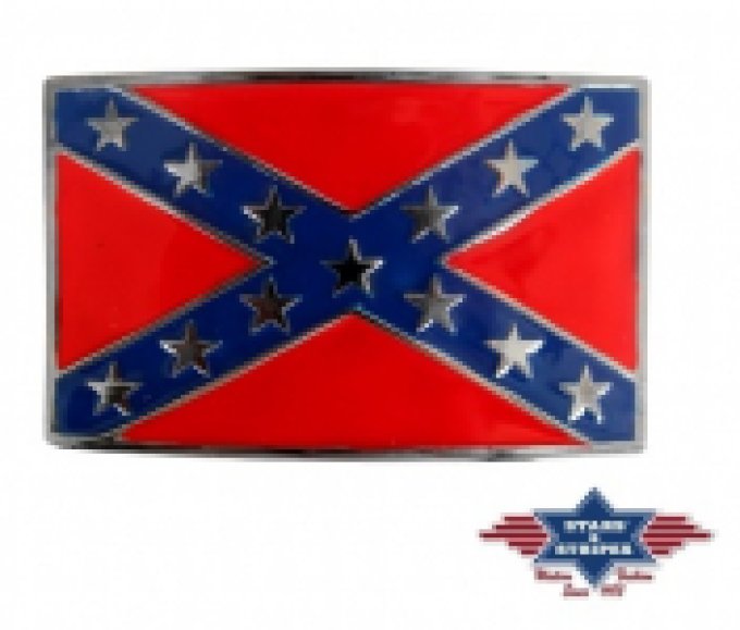 Boucle de Ceinture drapeau confédéré email