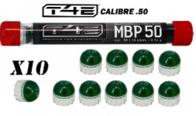 Tube de 10 Billes MNP50 marquage peinture précision verte Cal. 50